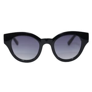 Le Specs Deja Nu Round Womens Sunglasses - Shiny Black / Grey - NWT
